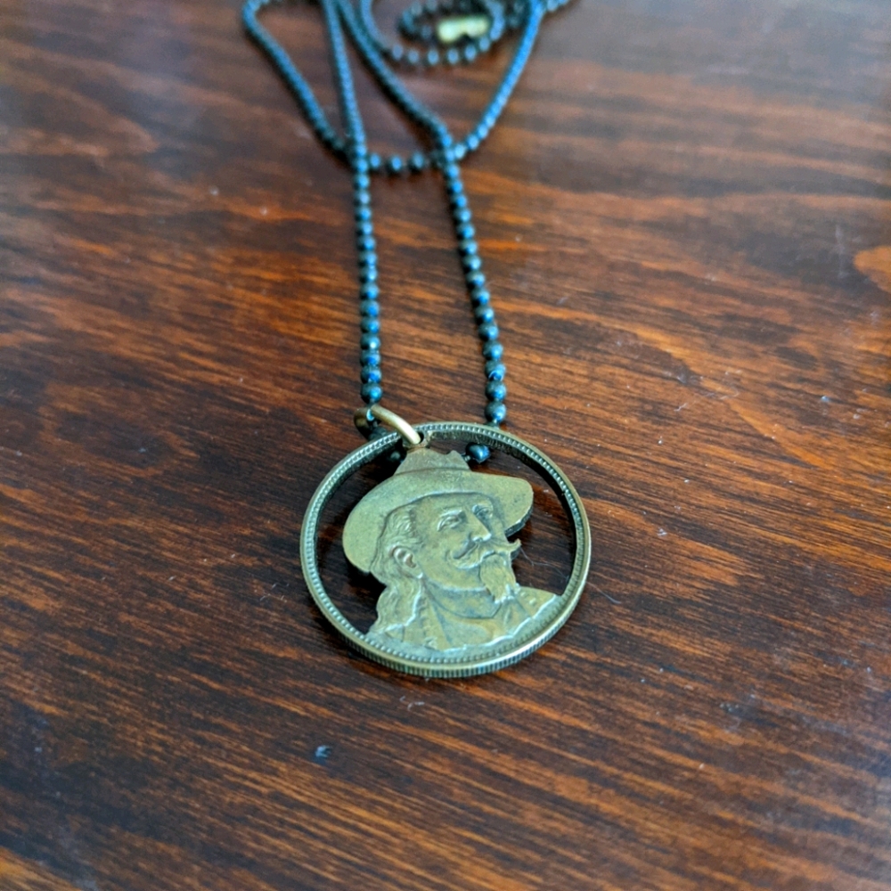 Wild Bill brass coin pendant chain necklace